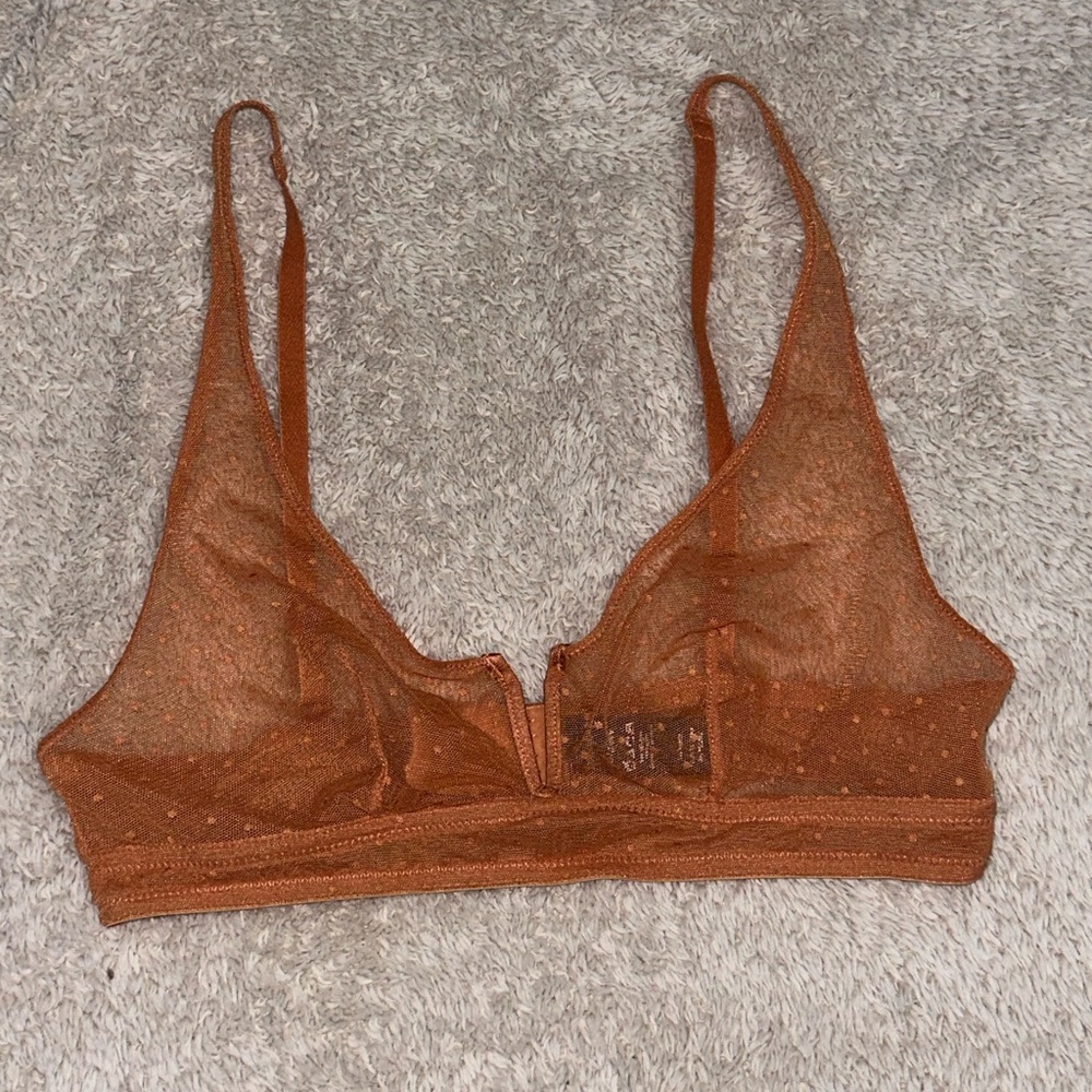 Orange Polka Dot Lace Bralette - Size M